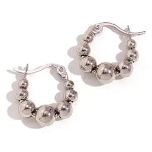 Gradient Small Bead Ear Ring-Silver
