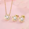 Wholesale 304 Stainless Steel Glass Star Ion Plating (IP) Artificial Rhinestones 18K Gold Plated Simple Style Classic Style Streetwear Waterproof Non Tarnish Inlay Multicolor-Golden Yellow Jewelry Set