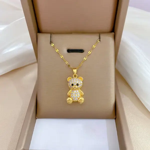 Wholesale Golden Plated 304 Stainless Steel Electroplating Zircon Animal Cute Pendant Necklace For Women's