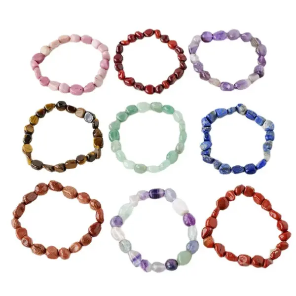 Wholesale Simple Style Round Natural Stone Beaded Bracelets 1 Piece