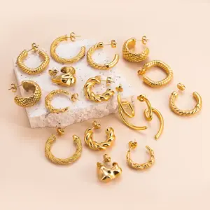 Wholesale 1 Pair Simple Style C Shape 304 Stainless Steel Ear Studs