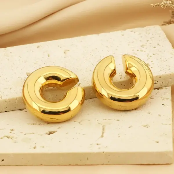 Wholesale 304 Stainless Steel U Shape Geometric PVD Coated 18K Real Gold Plated Vintage Style Waterproof Non Tarnish Plating Ear Cuffs