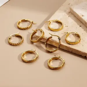 Wholesale Modern Minimalist Round Earrings Women's Stainless Steel 201 Plated Jewelry Fashion Casual Style All Seasons Handmade Polished