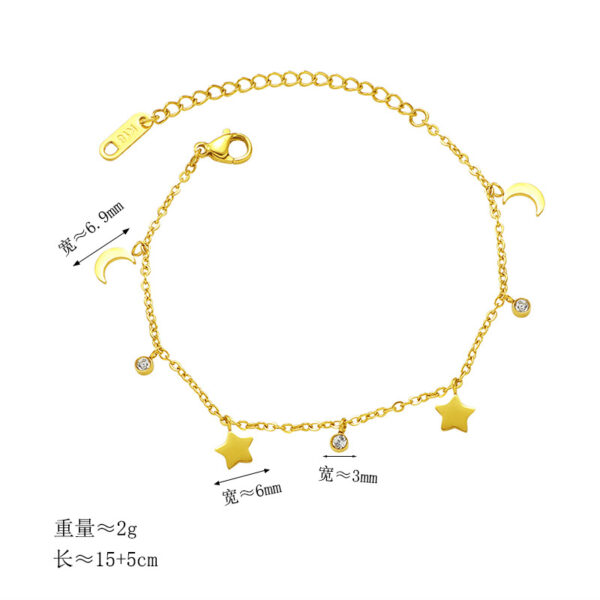 Wholesale Korean Style Simple Star Moon Bracelet Women's Titanium Steel All-match Jewelry Goddess Festival Gift Personalized Color-free Bracelet