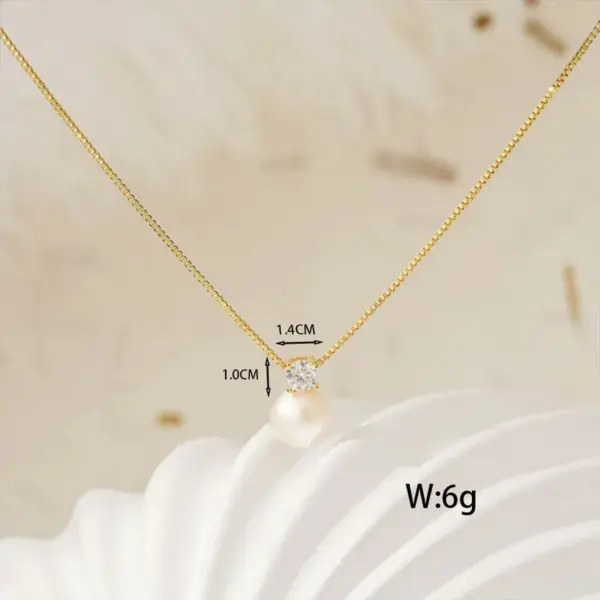 Wholesale 304 Stainless Steel Solid Color PVD Coated Pearl 18K Real Gold Plated Simple Style Classic Style Waterproof Non Tarnish Micro Super Whisper Thin Chain Lobster Trigger Clasp Closure Gold Pendant Necklace