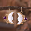 oly-a9bd3eebeadd179743946f30eb25c9c9 Wholesale Bohemian Moon Goddess Face Inlaid Gemstone Earrings