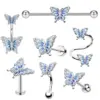 Wholesale 1 Piece Vintage Style Star Butterfly Plating Inlay Stainless Steel Rhinestones Ear Studs