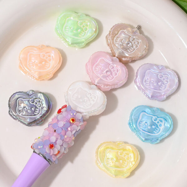 Wholesale Uv Plated Heart Beads Bow Printed Loose Beads DIY OLY Exclusive