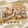 Wholesale 304 Stainless Steel Geometric PVD Coated 18K Real Gold Plated Real Gold Plated Casual Classic Style Waterproof Non Tarnish Plating Gold Rings Earrings Necklace