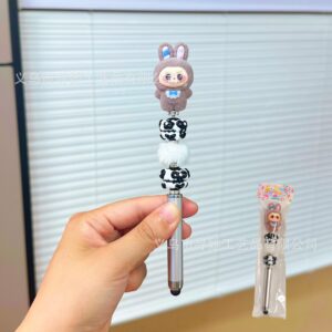 Stylus pen + 0.5mm pen tip / Coffee Rabbit Ears Labubu - Silver Pen