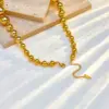 Wholesale Jewelry Punk Geometric 304 Stainless Steel 18K Gold Plated Beaded Gold Plated Stainless Steel Necklaces
