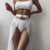 Wholesale 2021 Swimsuit New Sexy Backless Bikini Three-Piece Set European and American Lace-Up Bikini Ready-Made Split
