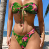 Wholesale 2025 Popular European and American Strappy Sexy Swimsuit Printed Split Bikini Bikini Vacation Three-Point Swimsuit for Women
