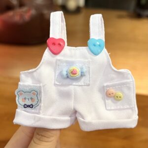 White candy button overalls