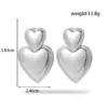 PVD Coated Heart Shape 304 Stainless Steel Simple Style Korean Style Waterproof Non Tarnish Drop Earrings