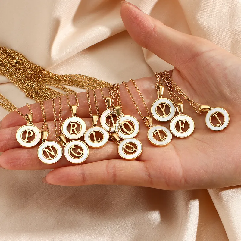 Wholesale PVD Coated Real Gold Plated 18K Gold Letter 304 Stainless Steel Fashion Waterproof Non Tarnish 304 Stainless Steel Necklace