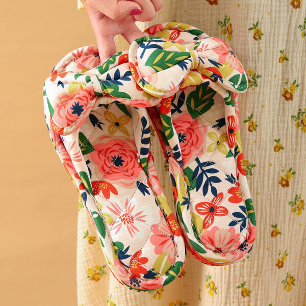 Wholesale All-season ins Flower Thickeneded Fabric Cloth-soled Slippers Indoor Home Silent Soft-soled Non-slip Floor Slippers