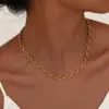 Wholesale PVD Coated Real Gold Plated 18K Solid Color 201 Stainless Steel Simple Style Classic IG Waterproof Non Tarnish Necklace