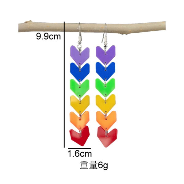Wholesale Cross-Border European and American Rainbow Six-Color Acrylic Cute and Sweet Tassel Heart-Shaped Flower Arrow Earrings for Women