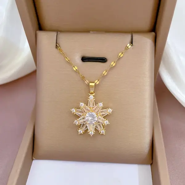 Wholesale Classic Style Round Flower Stainless Steel Copper Plating Pendant Necklace