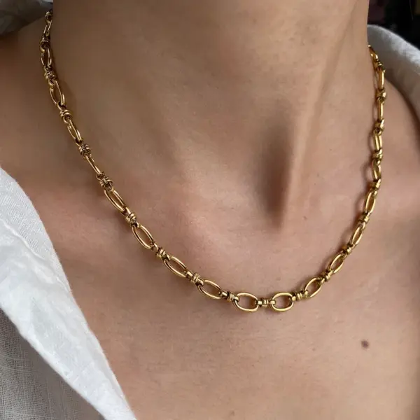 304 Stainless Steel Chain PVD Coated Stone-Free Real Gold Plated Simple Style Commute Waterproof Non Tarnish Paperclip Chain Micro Super Whisper Thin Chain Ball Chain Lobster Trigger Clasp Closure Necklace Choker
