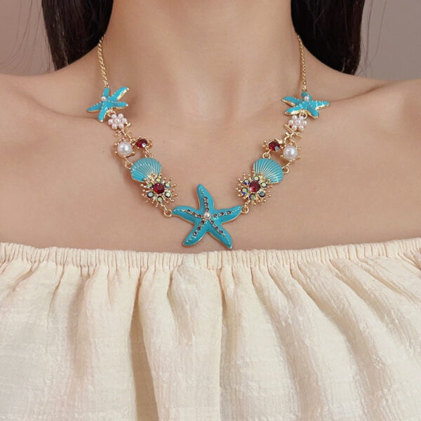 Wholesale Colorful starfish shell pearl necklace