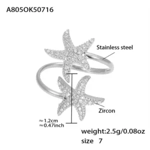 A805-Steel 5A Zircon Ring-7 / 7