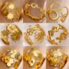 Wholesale 304 Stainless Steel Flower Butterfly PVD Coated Stone-Free Real Gold Plated IG Style Retro Waterproof Non Tarnish Plating Open Rings