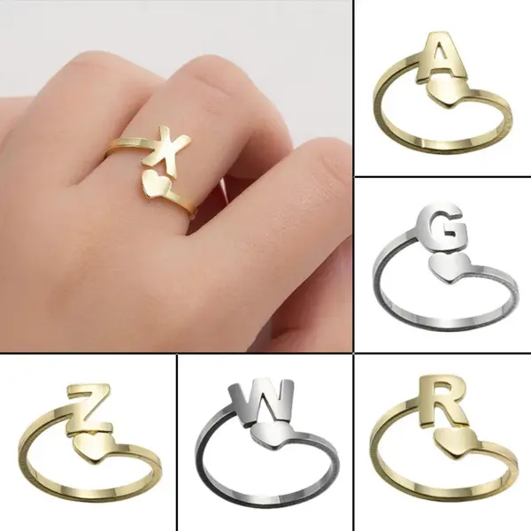 Wholesale Jewelry Fashion Letter 201 Stainless Steel Plating Open Ring
