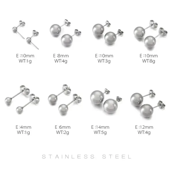 PVD Coated 18K Gold Plated Round Stainless Steel Simple Style Waterproof Non Tarnish Ear Studs