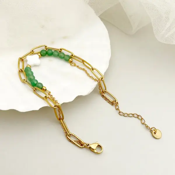 PVD Coated Real Gold Plated 14K Gold Flower 304 Stainless Steel Elegant Retro Waterproof Non Tarnish 304 Stainless Steel Bracelets