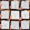 Fashion Heart Shape Bow Knot Fish Tail Titanium Steel Plating Inlay Zircon Pendant Necklace 1 Piece