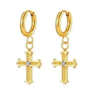 MS-649 Golden Cross with Diamond Ear Clip