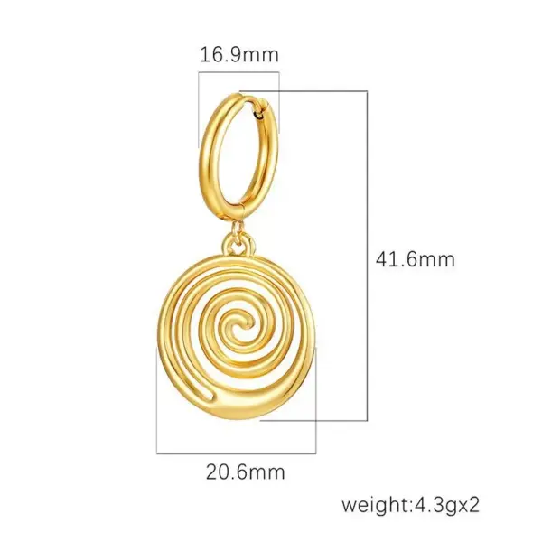 201 Stainless Steel Geometric Star Spiral Electroplated 18K Real Gold Plated Modern Style Classic Style Waterproof Non Tarnish Plating Charm Sleeper Hoop Earrings Drop Earrings