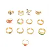 Wholesale Jewelry Retro Eye Flower Snake 304 Stainless Steel 18K Gold Plated Enamel Open Rings