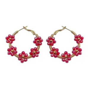 Wholesale 1 Pair Fashion Flower Plating 304 Stainless Steel Crystal Gold Plated Stainless Steel Earrings