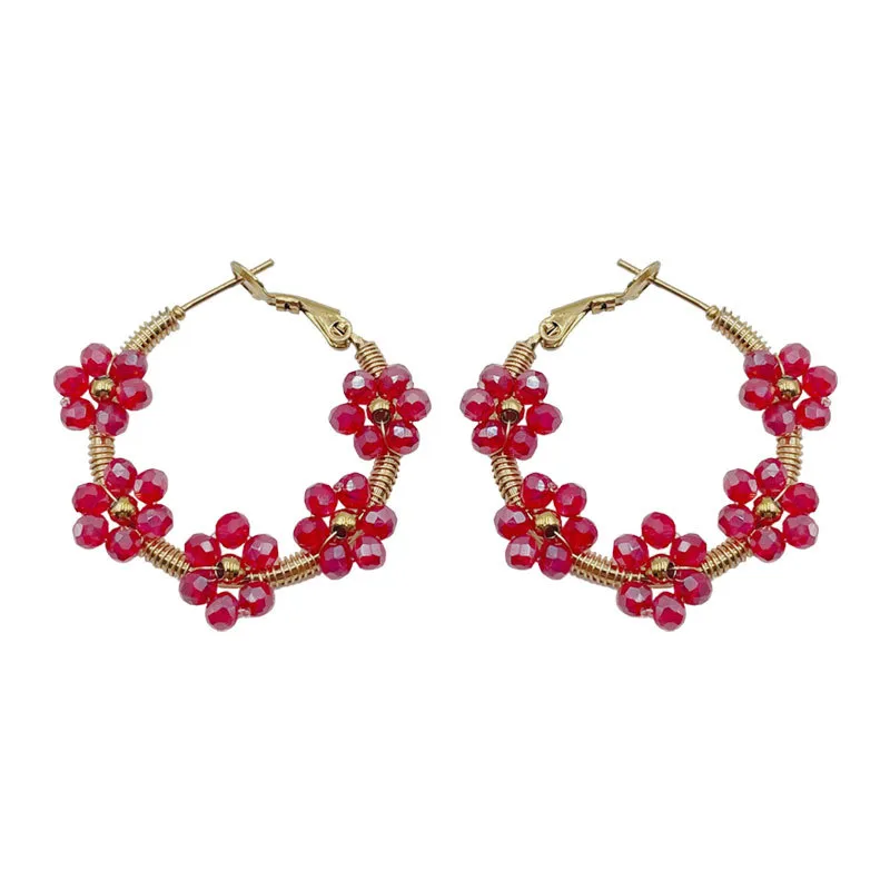 Wholesale 1 Pair Fashion Flower Plating 304 Stainless Steel Crystal Gold Plated Stainless Steel Earrings