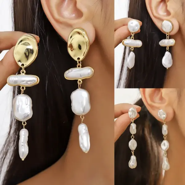 Wholesale 1 Pair Elegant Streetwear Geometric Plating Imitation Pearl Drop Earrings
