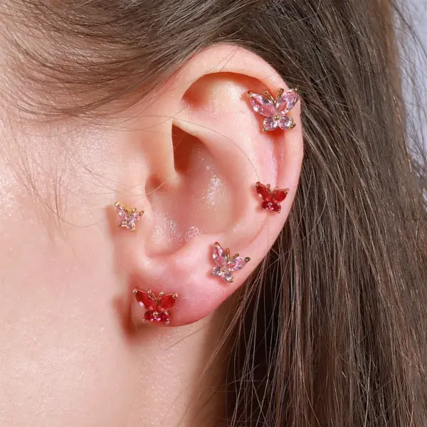 Ear Cartilage Rings & Studs Animal Brass Gem