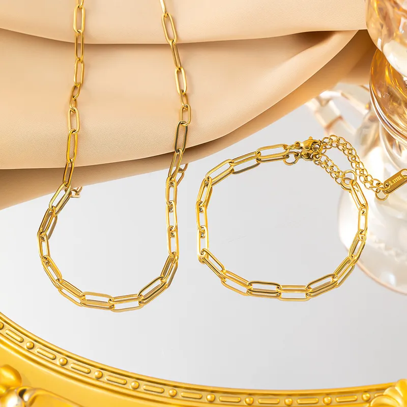 Wholesale Jewelry Basic Simple Style Geometric Titanium Steel Plating Necklace
