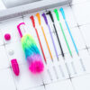 Wholesale Cartoon 6-color plush bead multi-functional six-color push-button pen