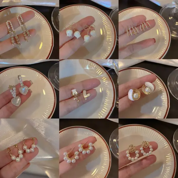 Fashion Geometric Alloy Plating Artificial Pearls Women's Earrings 1 Pair