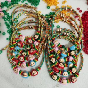 Gold silk color thread three mixed color rice dumplings baby bracelet