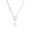 Wholesale Elegant Water Droplets Stainless Steel Freshwater Pearl Toggle Pendant Necklace