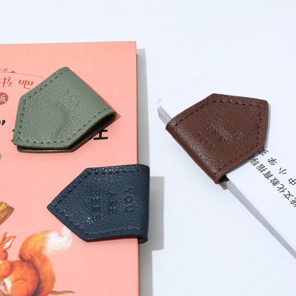 Wholesale Cross-border hot-selling PU leather magnetic bookmarks, triangular and diamond-shaped book clips, headphone cable winders, banknote and cash clips