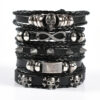oly-aa318d4f9944aab5c4929747b2380a09 Wholesale Men's Woven Leather Bracelets, Multi-Layered Set Skull Bracelets, Genuine Leather Bracelets