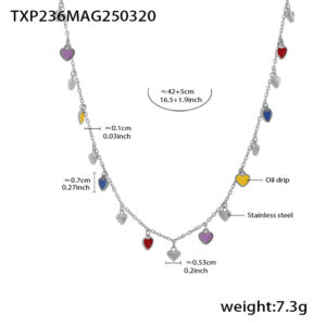 Txp236-mixed color love steel color necklace 40+5cm