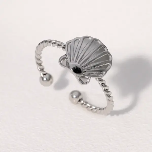 Wholesale PVD Coated Real Gold Plated 18K Gold Shell 304 Stainless Steel Hawaiian Marine Style IG Style Waterproof Non Tarnish Open Rings