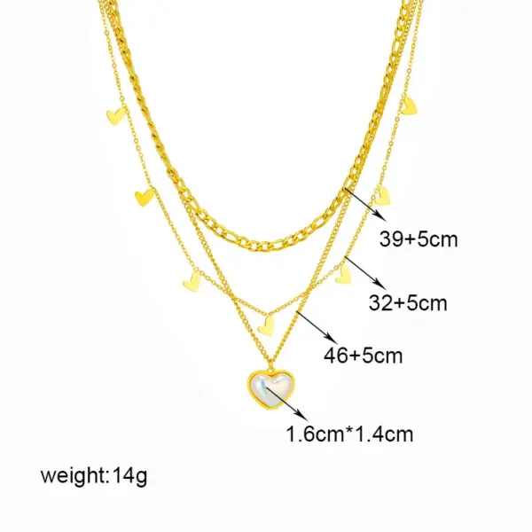 PVD Coated 18K Gold Plated Heart Shape 304 Stainless Steel Simple Style Waterproof Non Tarnish 304 Stainless Steel Layered Necklaces