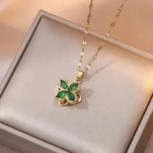 X0057 Emerald Rotating Necklace